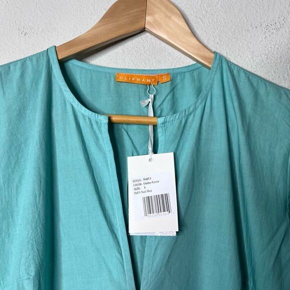 NEW Oliphant Dress Ombré Blue Green Puff Sleeve Maxi Dress Size S‎ - Picture 5 of 9